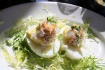 Deviled eggs with dungeness crab