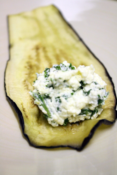 Eggplant ricotta rolls