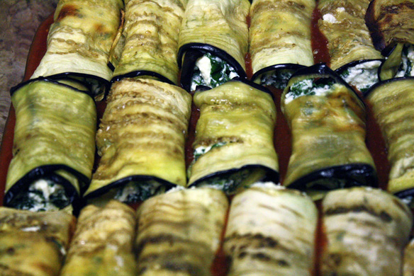 Eggplant ricotta rolls